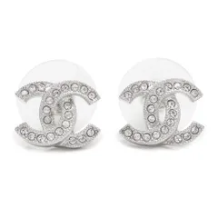 シャネル ピアス レディース スタッドピアス アクセサリー ココマーク CCマーク ラインストーン シルバー ABE100 Y02003 Z3502 CHANEL (ec)