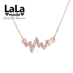 ネックレス レディース ハート バイオリズム ピンクゴールド CZダイヤモンド AAAA キュービック ジルコニア シルバー925 ロジウムコーティング仕上げ アレルギー対応 華奢 心電図 送料無料 プレゼント 人気 シンプル プチプラ アクセサリー