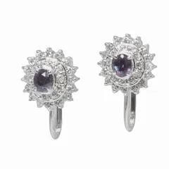 【返品OK】合計0.39ct 天然アレキサンドライト イヤリング Pt900 新品仕上げ済み 合計0.61ct 天然ダイヤ レディース プラチナ 白金 カラーチェンジ【送料無料】【中古】のサムネイル