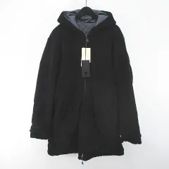 ハイドロゲン HYDROGEN リバーシブル ボアコート フーディー 中綿 ロング丈 XXL 黒系 ブラック イタリア製 ジップアップ ロゴ ワッペン タグ付のサムネイル