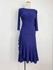 《新品》社交ダンス　紫　フレアフリルデザインスカート　ラテン　セットアップドレス　衣装