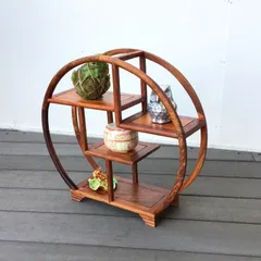 旧家蔵出古典花梨木製 書棚＆花台セット ほぞ接ぎ構造 中国風