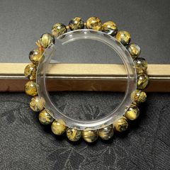 066 ゴールド タイチン ルチル クォーツ 15mm-16mm 金針水晶 大玉