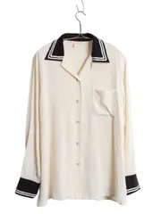 【お得なクーポン配布中!】 100% シルク 70s 80s ブルックスブラザーズ セーラー タイプ 長袖 シャツ レディース L 程/ 古着 ヴィンテージ ブラウス マリン ボックス