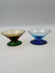 【K-1172】イッタラ? レンピ? ユニバーサルグラス デザートグラス 青黄2個 クリスタル