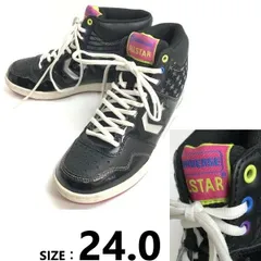 コンバース/CONVERSE★キラキラ/カラフルシューホール/ハイカットスニーカー【24.0/黒/black/星柄】sneakers/Shoes/trainers◆sA-120<sale>