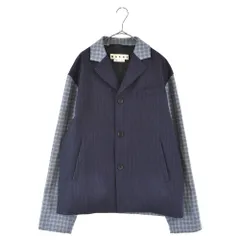 MARNI (マルニ) 22SS ストライプ切り替え チェックテーラードジャケット ネイビー GUMU0067Q1 UTW941のサムネイル