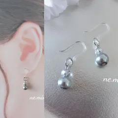 ハンドメイドアクセサリー ブルー 多面ガラスカットビーズ マットパール 樹脂フックピアス⭐︎059