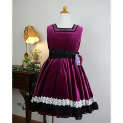 ワイン色のベロアドレス　145サイズ　ひざ下丈　ワンピース　フォーマル　子供ドレス　1/2成人式　ピアノ発表会　音楽コンクール　結婚式　写真撮影　誕生日　クリスマス　ベルベット