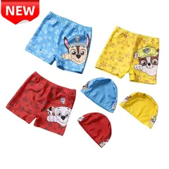 ✨新品✨ PAW Patrol 子供水着 男の子 キッズ スイムウェア 水泳帽付き セット 犬キャラクター ブルー/レッド/イエロー 可愛い パウパトロール 速乾 UVカット 100~120cm プール 海水浴 温泉 水遊び ベビー服 幼稚園 保育園 小学生