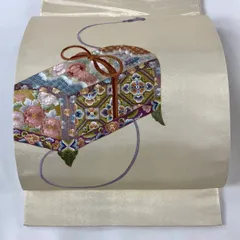 美品⭐︎蘇州刺繍 正絹 袋帯 御所車に花模 様 美品⭐︎蘇州刺繍 正絹 袋帯 御所車に花模 様 美品⭐︎蘇州