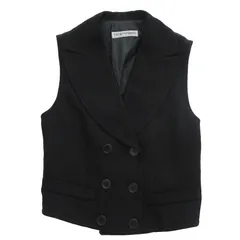 EMPORIO ARMANI エンポリオアルマーニ ダブルブレスト ノーカラー ジャケット ベスト ブラック サイズM レディース 【中古】