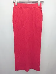 ◇ ⊂ ◎ ●未使用● Alma Design タグ付き リブ　セルフカット ロング丈 タイト スカート サイズL レッド レディース E  【1411070009814】