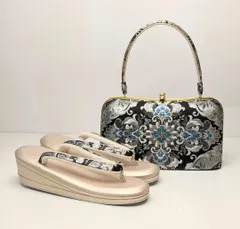 紗織 ブランド 草履 バッグ セット ブラック M/Lサイズ u57