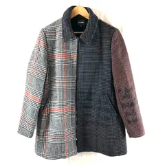 デシグアル Desigual コート チェック サイドポケット 英字プリント チャック チャーム付き 黒系 46サイズ 953717のサムネイル