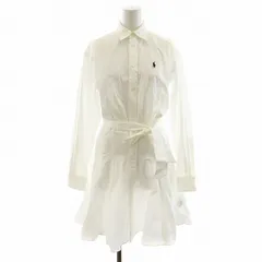 ポロ バイ ラルフローレン Polo by Ralph Lauren シャツワンピース ひざ丈 長袖 コットン 00 白 ホワイト 211903189002 /AN21のサムネイル