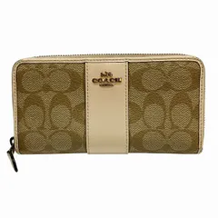 コーチ　COACH　シグネチャー　F54630　　ベージュ　ラウンドファスナー　長財布　レディース