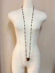 M24　アンテーク調ビーズネックレス　繊細な手仕事のロングネックレス　マリアカルデラーラ風ネックレス
