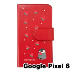 【新品未使用】Google Pixel 6 ピクセル6 スマホケース 手帳型 (色：レッド×柄：ペンギンとスイカ)moimoikka ペンギン 動物 flip2-pixel6-rd-20139