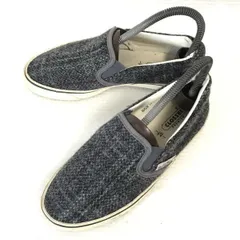 CLOSSHI★ハリスツイード/Harris tweed/紐無し/スリッポンシューズ【M/23.0-24.0程度/グレー】ヴァンプ/sneakers/Shoes/trainers◆B-187