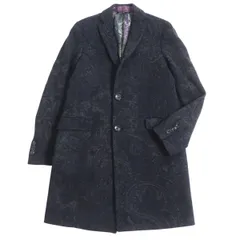 極美品□ETRO/エトロ New Jersey ペイズリー 総柄 ウール 裏シルク100％ チェスターコート/ロングコート ネイビー系 46 イタリア製 正規品のサムネイル