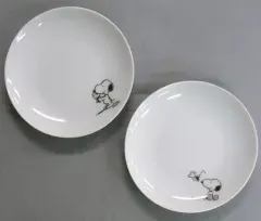 【中古】皿・茶碗(キャラクター) スヌーピー＆ウッドストック ペアプレート 「PEANUTS (SNOOPY)×ローソン」 夏のスヌーピーフェア お店で引換コース