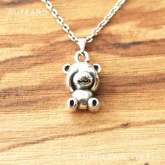 かくれんぼ中のくまさんネックレス ― くま ネックレス ペンダント 可愛い 熊 かくれんぼ アクセサリー カジュアル シルバー プレゼント プチギフト 動物 レディース ― 000815