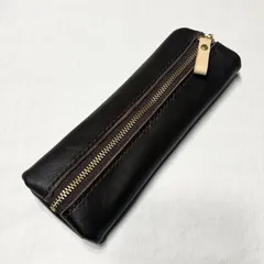 袋型ペンケース　スムースレザー　ダークブラウン