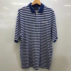 90's TOMMY HILFIGER GOLF/トミーヒルフィガーゴルフ ボーダー COLUMBIA 半袖 ポロシャツ フロント刺繡 ワンポイント刺繡 オーバーサイズ MEXICO製 メンズ M ブルー/ホワイト