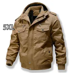 [ 5XL]秋冬 コーデ メンズ  服 シンプル ファッション オシャレ 大人 かっこいい 大きいサイズ ストリート 紳士服 ミリタリー ジャケット アウター マルチ ポケット アウトドア 綿 カジュアル ワーク ジャケット アウター フード付き トップス 