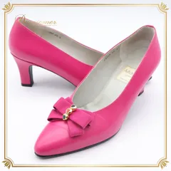 レディースファッション 24CM マリーファム パンプス 靴 ヒール ピンク系 リボン レディース Marie femme 日本製 ダンス イベント 発表会 ショッキングピンク パーティー 可愛い フォーマル おしゃれ 舞台用 レディース靴 コスチューム