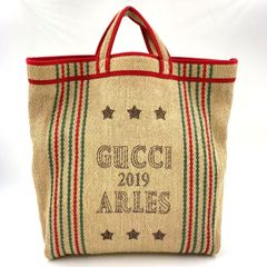 GUCCI ジュート マルチカラー ジュート ベージュ×マルチカラー トートバッグ 499484