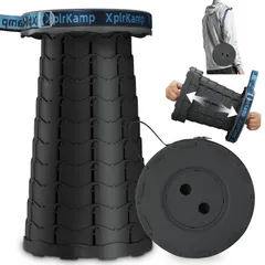 XplrKamp 折りたたみ椅子 伸縮式 超軽量900g 耐荷重180kg コンパクト 日本語マニュアル付き 持ち運び アウトドアチェア 防水 1秒開閉可能 10段階調整 ショルダーストラップ付き キャンプ／万博／釣り／夏祭り／花火大会／スポーツ観戦／バー…