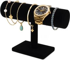 Display Stand for Watches, Accessories, Bracelets, and Jewelry (1 Tier, Black/Gray)