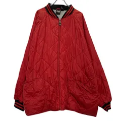 ナイロンジャケット XXXL レッド ジップアップ ビッグサイズ ラグラン キルティング ライン スポーティー 古着卸 アメリカ仕入 a612-5156