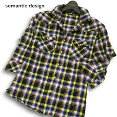 semantic design セマンティック デザイン 春夏 襟ワイヤー ラメ★ 7分袖 チェック ウエスタン シャツ Sz.M メンズのサムネイル