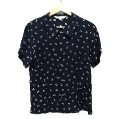 コムデギャルソン　半袖ブラウス　花柄　クリアボタン　ネイビー tricot COMME des GARONS ブラウス 花柄 丸襟 紺 S-M - メルカリ