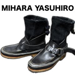 MIHARA YASUHIRO レイヤード モカシンブーツ 本革 25.5cm ミハラヤスヒロ リングブーツ ドレープ ドッキング ロング ラバーソール 靴