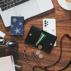 スマホケース ハード 全機種対応【クリアケース×クールデザインカード入れ×ストラップ】269