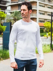 【オンラインストア限定】 アルマーニ メンズ Tシャツ 長袖 エンポリオアルマーニ EMPORIO ARMANI ブランド  ロンT アンダー シャツ EAU111023CC729 (ホワイト)