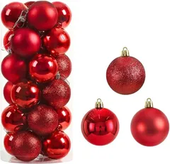 MORY TRADE morytrade クリスマス オーナメント 24個セット ボール 装飾 飾り(レッド,  6cm)