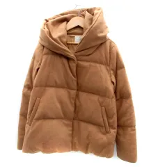 B&Y ユナイテッドアローズ BEAUTY&YOUTH ビューティー&ユース ダウンジャケット ミドル丈 フード付き ウール混 S 茶色 ブラウン /HO16のサムネイル