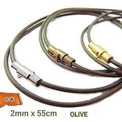 革紐 ネックレス 丸紐 本革 2mm 55cm オリーブ色 ネックレス 革紐 マグネット カーキ グリーン