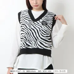 【セシルマクビー】CECIL McBEE green  ゼブラ柄ニットベスト【フリーサイズ】  M390