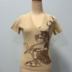Christian Dior VネックTシャツ ラインストーン 美品】Christian Dior Tシャツ ガリアーノ期 ラインストーン