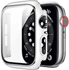 Pellforia アップルウォッチ カバー apple watch ケース 高級仕様 保護(白+シルバーライン,  45mm)