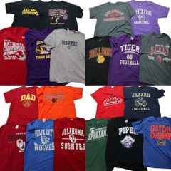 古着卸 まとめ売り カレッジ風 半袖Tシャツ 20枚セット (メンズ L ) チームロゴ オクラホマ 英文字プリント 中古 古着 NA6955