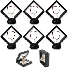 Neutral Zenith アクリルスタンド ディスプレイケース ピンバッジ ラバーストラップ キーホルダー 展示 フローティングフレーム ルースケース 透明フィルム ブラック 9x9x2cm 6個(ブラック,  9x9x2cm 6個)