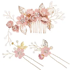 [SIMPS] 髪飾り 「3点セット/選べる4種類」 ヘアアクセサリー ヘッドドレス (ピンク) [ピンク]