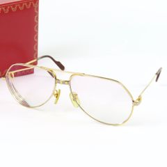 100966 CARTIER カルティエ サントス アイウェア 59□14 度入り メガネフレーム ヴィンテージ 度入りサングラス